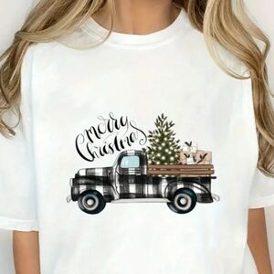 Merry Christmas plaid pickup truck T-Shirt.